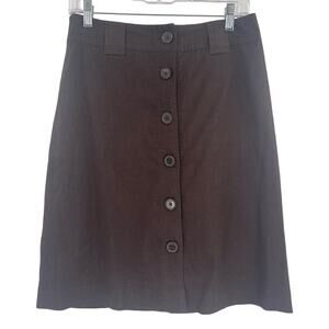 Banana Republic Espresso Brown Button-Front A-Line Skirt size 2